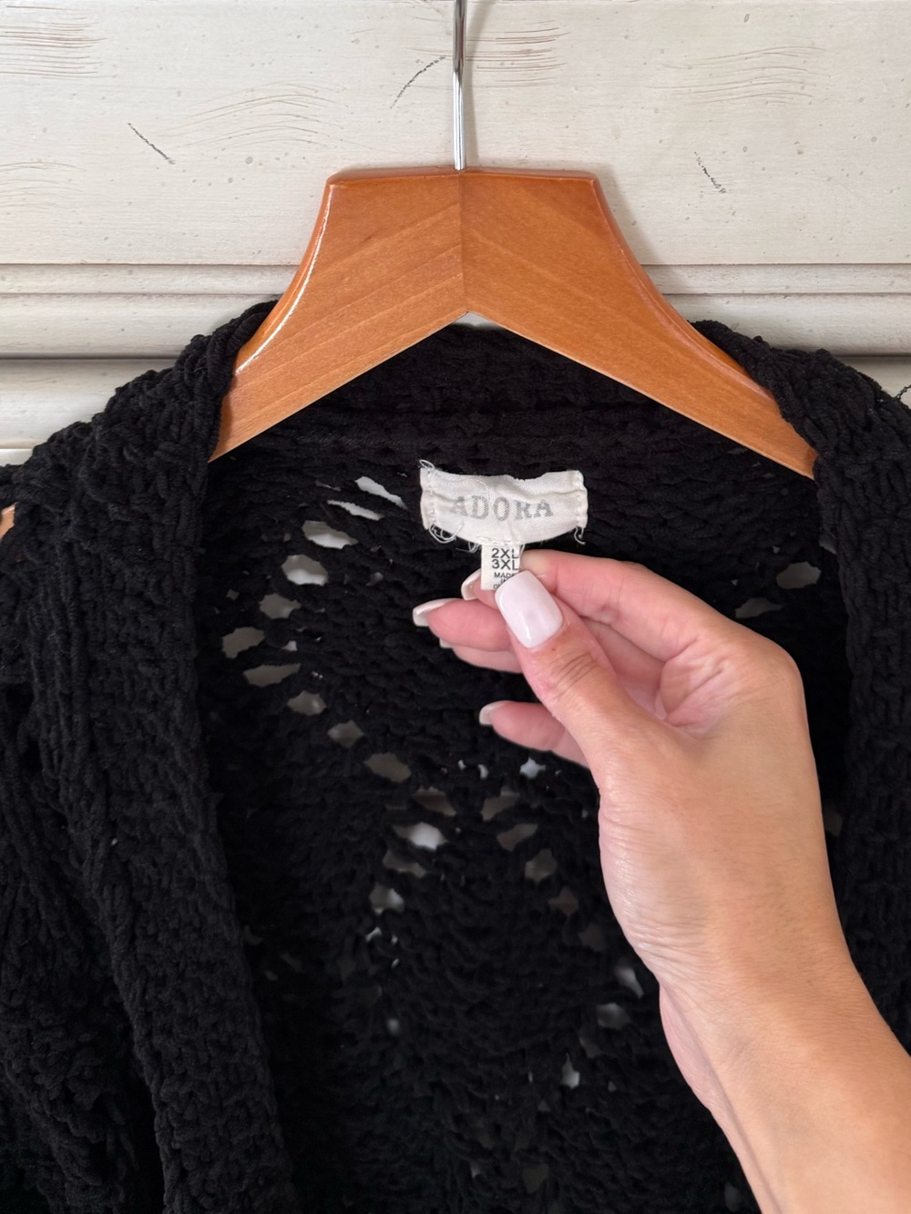 Oversized Black Chenille Cardigan - Picture 3 of 4